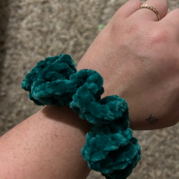 Handmade Crochet large fuzzy scrunchies - Picture 3 of 4